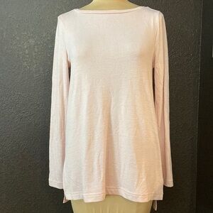 BANANA Republic super soft pale pink wide split side boat neck‎ tunic sweater